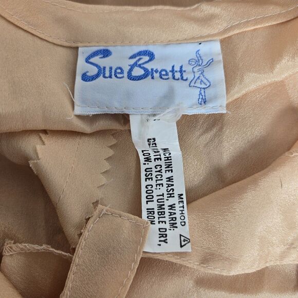 Sue Brett Orange Cream 70s Floor Evening Gown Dress Trad Wife Regency Romantic - Picture 5 of 7